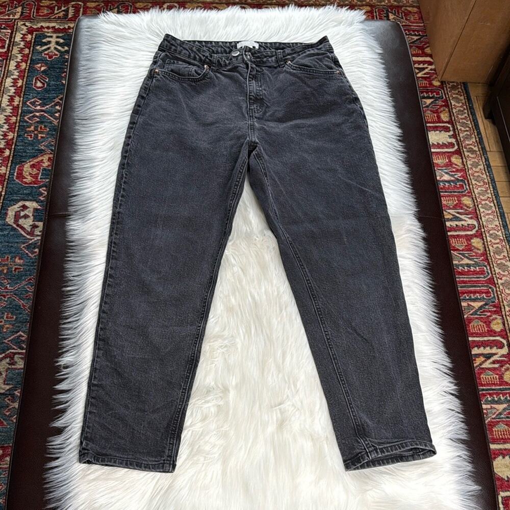 H&M Washed Black High Rise Mom Jeans